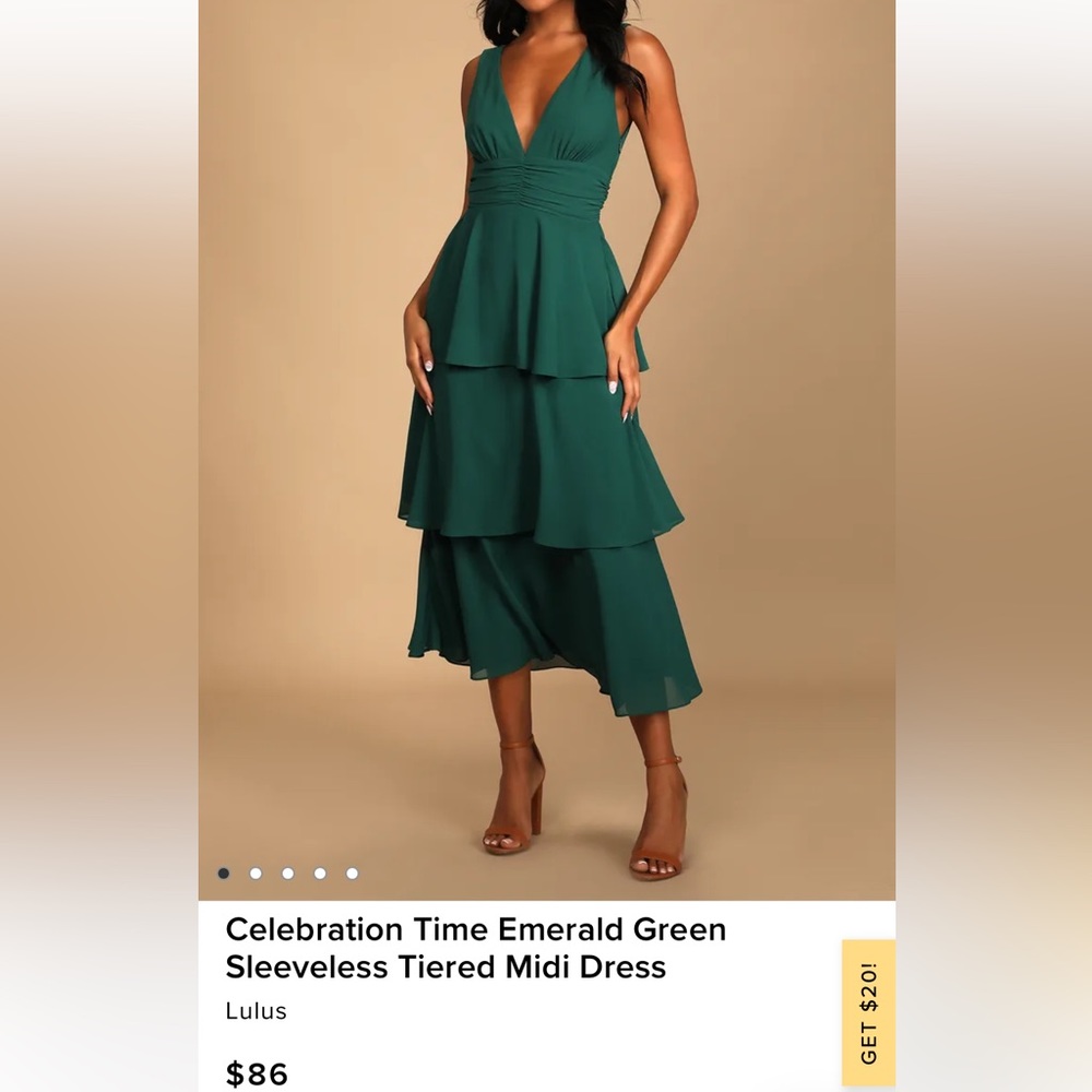 Lulus Celebration Time Emerald Green Sleeveless Tiered MIDI Dress